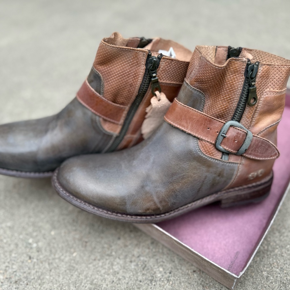 BED|STU Two-Tone Leather Ankle Boots
